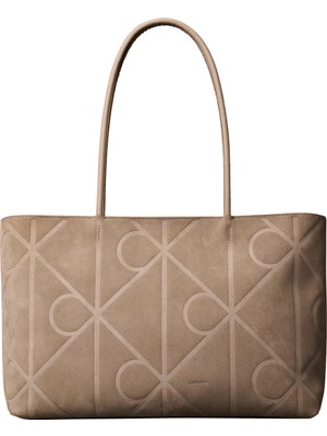 Calvin Klein %100 Inek Süet Vizon Kadın Tote Çanta LV04F3334GVFU