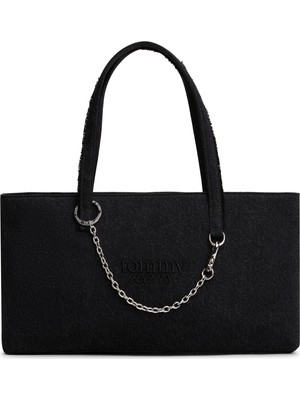 Tommy Hilfiger %100 Pamuk Siyah Kadın Tote Çanta AW0AW182681BZ