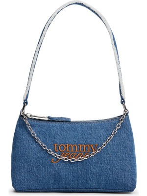 Tommy Hilfiger %100 Pamuk Mavi Kadın Omuz Çantası AW0AW185751A7