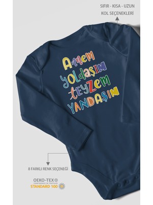 Annem Yoldaşım Teyzem Yandaşım Baskılı Bebek Zıbını – Çıtçıtlı Body | %100 Pamuk Uzun Kol