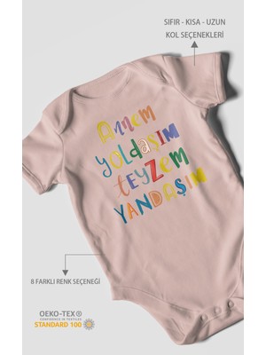 Morivo Kids Annem Yoldaşım Teyzem Yandaşım Baskılı Bebek Zıbını – Çıtçıtlı Body | %100 Pamuk Kısa Kol