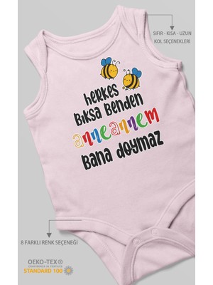 Morivo Kids Herkes Bıksa Benden Anneannem Bana Doymaz Baskılı Bebek Zıbını | %100 Pamuk Sıfır Kol