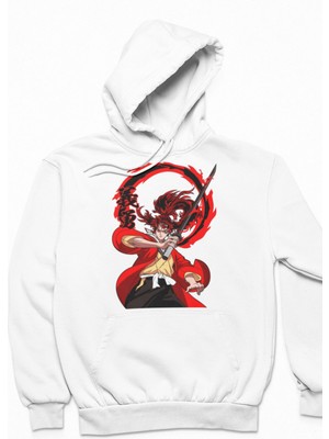 Fuddy Moda Unisex Yoriichi Tsugikuni Baskılı Kapüşonlu Sweatshirt, Oversize Demon Slayer Anime Temalı Hoodie