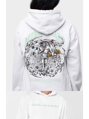 Fuddy Moda Oversize Monkey D. Garp Sırt Baskılı Kapüşonlu Sweatshirt, Unisex One Piece Temalı Anime Hoodie