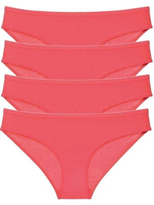 Moda Şahsenem 4 Adet Süper Eko Set Likralı Kadın Slip Külot Fuşya