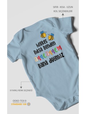 Morivo Kids Herkes Bıksa Benden Anneannem Bana Doymaz Baskılı Bebek Zıbını | %100 Pamuk Kısa Kol