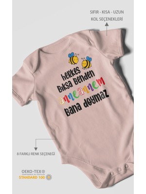 Morivo Kids Herkes Bıksa Benden Anneannem Bana Doymaz Baskılı Bebek Zıbını | %100 Pamuk Kısa Kol
