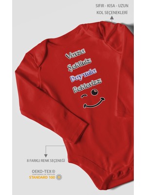 Morivo Kids Varsa Şekliniz Dayımla Bekleriz Baskılı Bebek Zıbını – Çıtçıtlı Body | %100 Pamuk Uzun Kol