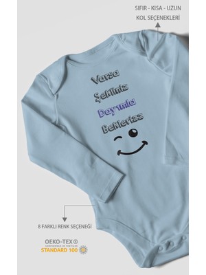 Morivo Kids Varsa Şekliniz Dayımla Bekleriz Baskılı Bebek Zıbını – Çıtçıtlı Body | %100 Pamuk Uzun Kol