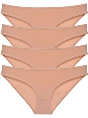 Moda Şahsenem 4 Adet Süper Eko Set Likralı Kadın Slip Külot Ten