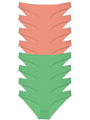 Moda Şahsenem 8 Adet Eko Set Likralı Kadın Slip Külot Pudra Yeşil