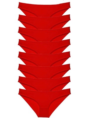Moda Şahsenem 8 Adet Süper Eko Set Likralı Kadın Slip Külot Kırmızı