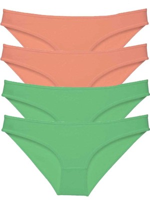 Moda Şahsenem 4 Adet Eko Set Likralı Kadın Slip Külot Pudra Yeşil