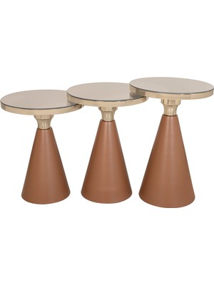 Valda Home 3 Lü Alt Kahve Üst Roz Gold Zigon