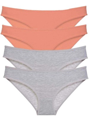 Moda Şahsenem 4 Adet Süper Eko Set Likralı Kadın Slip Külot Pudra Gri