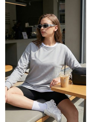 Lela Streç Oversize Fit Bisiklet Yaka Modal Kumaş Sweat Bayan SWEAT 5865877