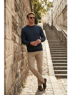 Buratti Slim Fit Bisiklet Yaka Pamuklu Kazak Erkek Kazak 456201