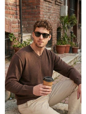 Buratti Pamuklu Regular Fit V Yaka Kazak Erkek Kazak 456202 V