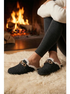 Lela Zincir Detaylı Içi Peluş Ev Terlik Bayan Terlik 6711005