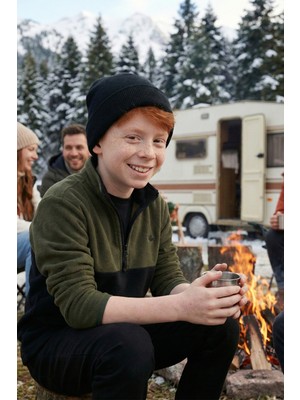 Lela Yumuşak Dokulu Yarım Fermuarlı Renk Bloklu Dik Yaka Polar Unisex Çocuk Polar 5905004