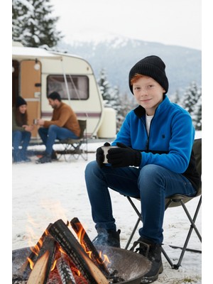 Lela Yumuşak Dokulu Yarım Fermuarlı Renk Bloklu Dik Yaka Polar Unisex Çocuk Polar 5905004