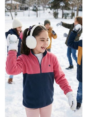 Lela Yumuşak Dokulu Yarım Fermuarlı Renk Bloklu Dik Yaka Polar Unisex Çocuk Polar 5905004