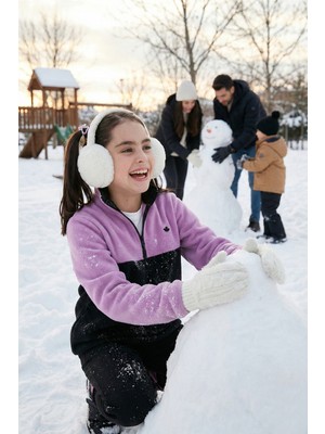 Lela Yumuşak Dokulu Yarım Fermuarlı Renk Bloklu Dik Yaka Polar Unisex Çocuk Polar 5905004