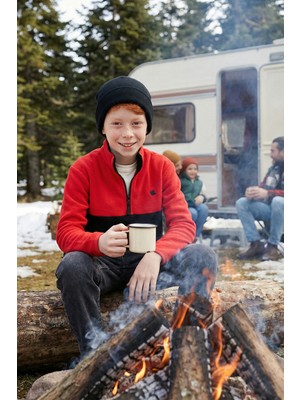 Lela Yumuşak Dokulu Yarım Fermuarlı Renk Bloklu Dik Yaka Polar Unisex Çocuk Polar 5905004