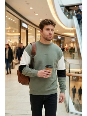 Buratti Pamuklu Relaxed Fit Bisiklet Yaka Şardonlu Renk Bloklu Sweat Erkek Sweat 5905298T