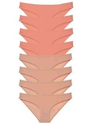 Moda Şahsenem 8 Adet Süper Eko Set Likralı Kadın Slip Külot Pudra Ten