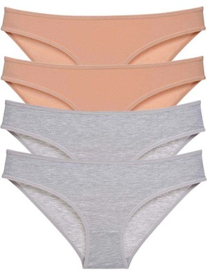 Moda Şahsenem 4 Adet Süper Eko Set Likralı Kadın Slip Külot Ten Gri