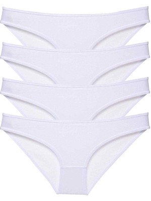 Moda Şahsenem 4 Adet Süper Eko Set Likralı Kadın Slip Külot Beyaz