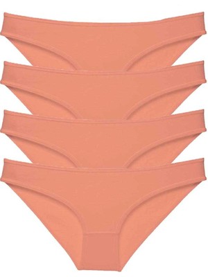 Moda Şahsenem 4 Adet Süper Eko Set Likralı Kadın Slip Külot Pudra