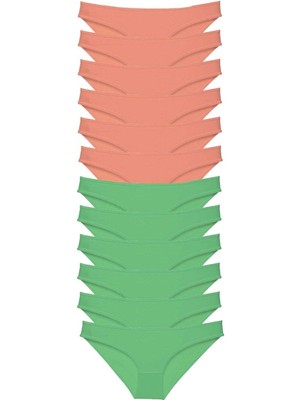 Moda Şahsenem 12 Adet Eko Set Likralı Kadın Slip Külot Pudra Yeşil