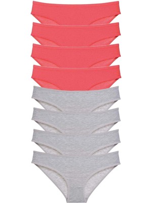 Moda Şahsenem 8 Adet Süper Eko Set Likralı Kadın Slip Külot Fuşya Gri