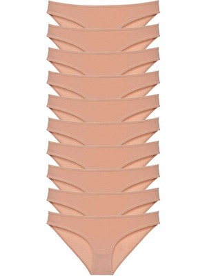 Moda Şahsenem 10 Adet Süper Eko Set Likralı Kadın Slip Külot Ten