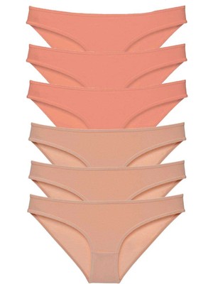 Moda Şahsenem 6 Adet Süper Eko Set Likralı Kadın Slip Külot Pudra Ten