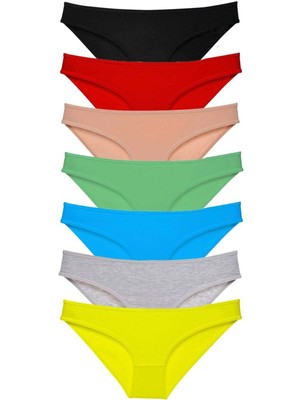 Moda Şahsenem 7 Adet Süper Eko Set Likralı Kadın Slip Külot Çok Renkli