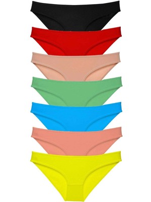 Moda Şahsenem 7 Adet Süper Eko Set Likralı Kadın Slip Külot Çok Renkli