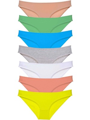 Moda Şahsenem 7 Adet Süper Eko Set Likralı Kadın Slip Külot Çok Renkli