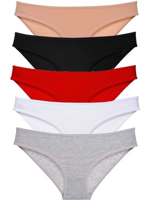 Moda Şahsenem 5 Adet Süper Eko Set Likralı Kadın Slip Külot Çok Renkli