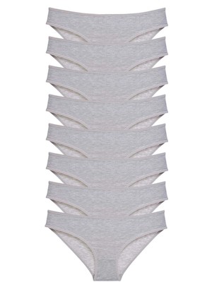 Moda Şahsenem 8 Adet Süper Eko Set Likralı Kadın Slip Külot Gri
