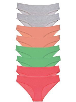 Moda Şahsenem 8 Adet Süper Eko Set Likralı Kadın Slip Külot Gri Pudra Yeşil Fuşya