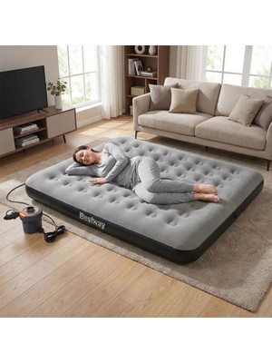 Bestway Ultra King 3 Kişilik Şişme Yatak ve Elektrikli Pompa 203X183X22CM 671HC BW147