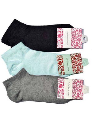 Moda Şahsenem Siyah Gri ve Beyaz Kadın Bilek Çorap 3 Çift