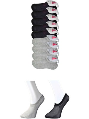 Moda Şahsenem Siyah ve Gri Kadın Görünmez Çorap 9 Çift