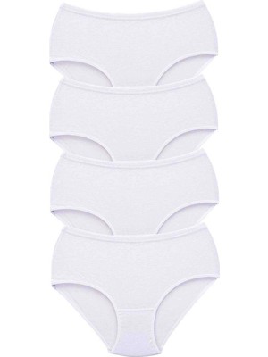 Moda Şahsenem 4 Adet Tutku Kadın Yüksek Bel Bato Kalın Lastik Külot Beyaz