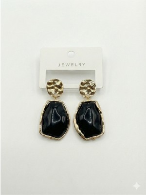 Royaleks Akrilik Taşlı Küpe - Siyah