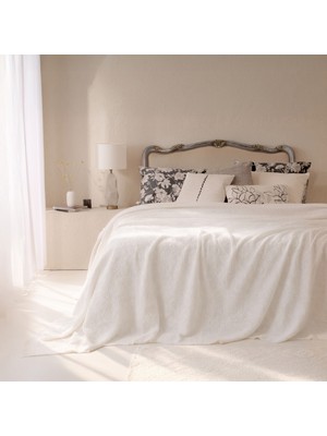 Evidea Soft Fleur Çift Kişilik Yatak Örtüsü - Beyaz - 210X240 cm