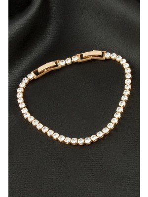 Nacario Yuvarlak Zirkon Taşlı Lüks Kararmaz Bileklik 3 mm